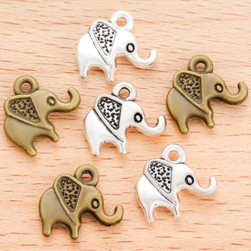 Tibetan Style Animal Pendants, Elephant, plated, DIY, more colors for choice, 13x13mm, 100PCs/Bag, Sold By Bag