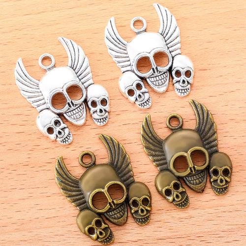 Tibetan Style Skull Pendants, plated, DIY, more colors for choice, 33x26mm, 100PCs/Bag, Sold By Bag