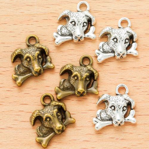 Tibetan Style Animal Pendants, Dog, plated, DIY, more colors for choice, 16x15mm, 100PCs/Bag, Sold By Bag