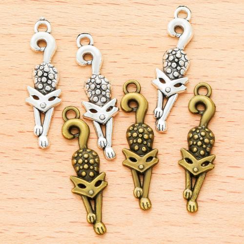 Tibetan Style Animal Pendants, Cat, plated, DIY, more colors for choice, 32x9mm, 100PCs/Bag, Sold By Bag