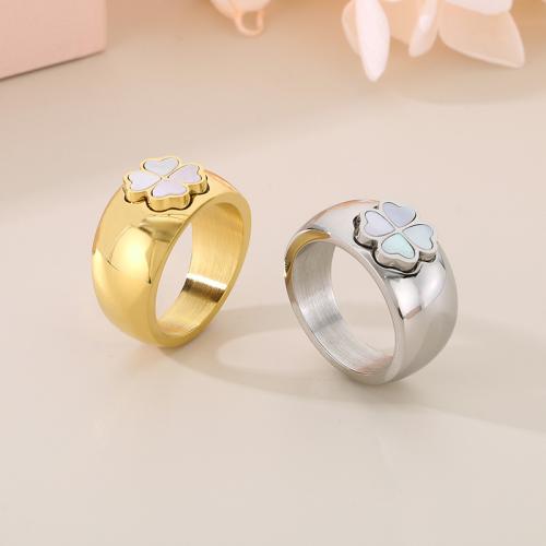 Stainless Steel Finger Ring, 304 Stainless Steel, with Shell, plated, fashion jewelry & different size for choice, more colors for choice, Sold By PC