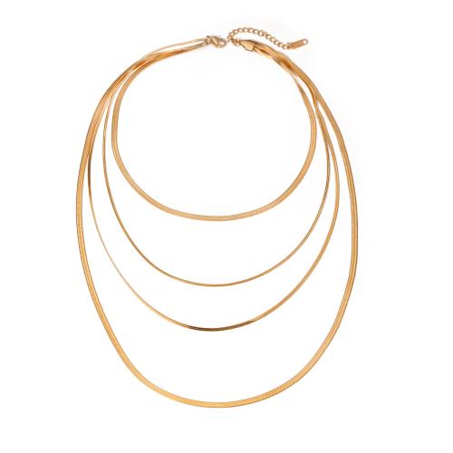 Stainless Steel Jewelry Necklace, 304 Stainless Steel, fashion jewelry & multilayer & for woman, gold, Sold By PC