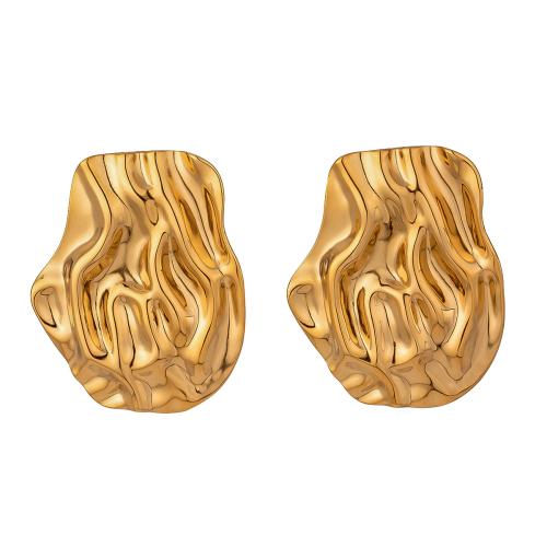 Stainless Steel Stud Earrings, 304 Stainless Steel, 18K gold plated, fashion jewelry & for woman, Sold By Pair