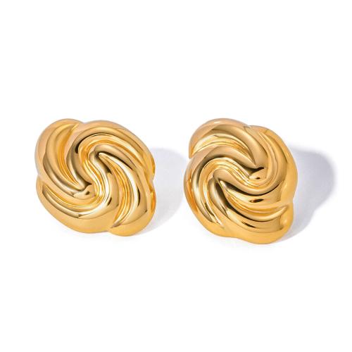 Stainless Steel Stud Earrings, 304 Stainless Steel, 18K gold plated, fashion jewelry & for woman, Sold By Pair