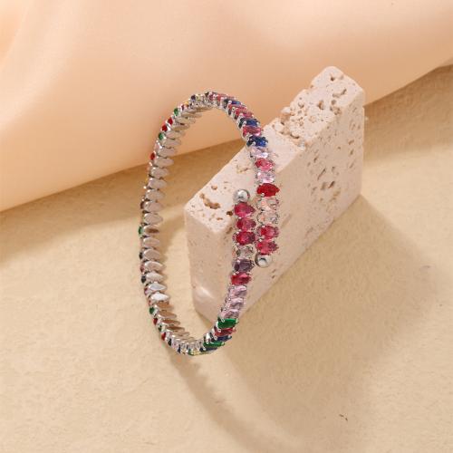 Brass Bracelet & Bangle, plated, fashion jewelry & micro pave cubic zirconia & for woman, more colors for choice, Sold By PC