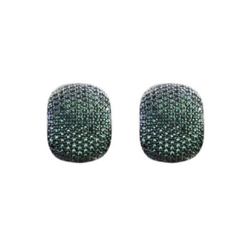 Cubic Zirconia Micro Pave Brass Earring, fashion jewelry & micro pave cubic zirconia & for woman, green, Sold By Pair