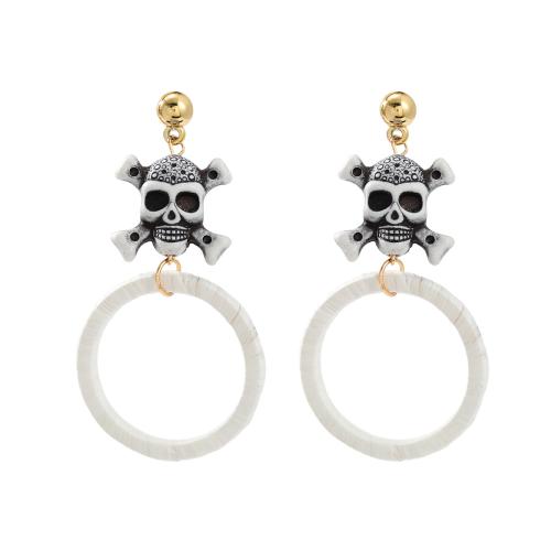 New Hot Halloween Jewelry and Decor Zinc Alloy with Rafidah Grass & Resin Skull plated Halloween Design & for woman & hollow Sold By Pair