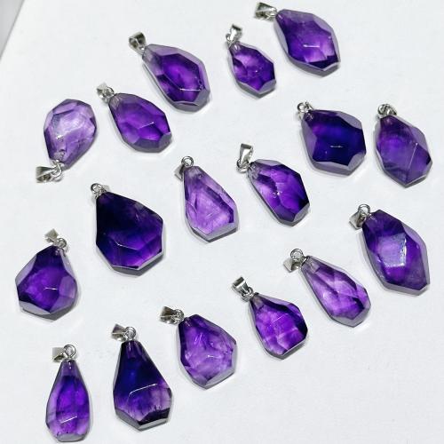 Quartz Gemstone Pendants Amethyst Natural & random style & DIY About 10-20mm in length Sold By PC