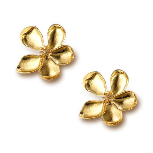 Zinc Alloy Stud Earring Flower plated fashion jewelry & for woman gold Sold By Pair