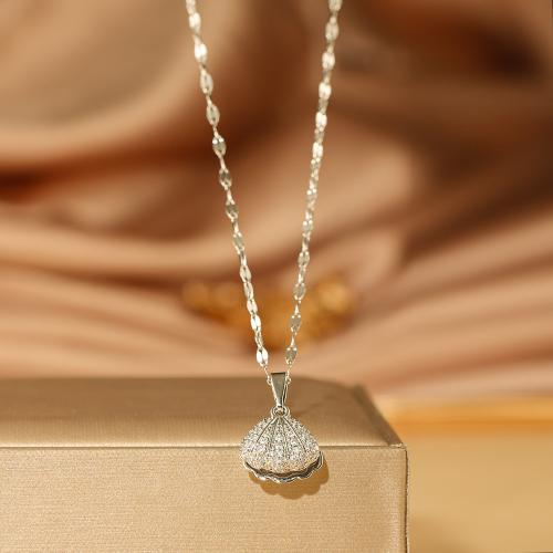 Titanium Steel Necklace plated micro pave cubic zirconia & for woman Length Approx 21-50 cm Sold By PC