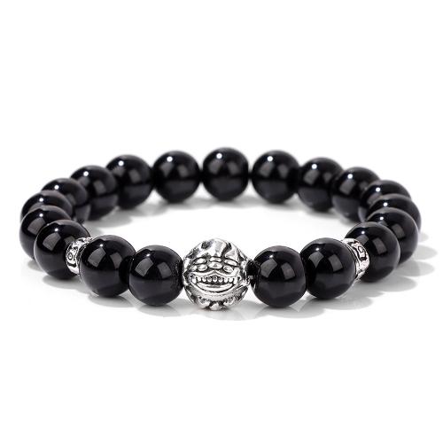 Tibetan Style Bracelet, with Glass, Unisex & different size for choice, black, Sold By PC