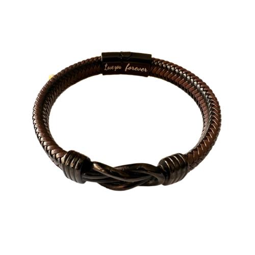 PU Leather Cord Bracelets, 304 Stainless Steel, with PU Leather, vintage & different size for choice & for man, black, Sold By PC