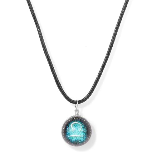 Glass Necklace with Wax Cord handmade Zodiac symbols jewelry & Unisex black Sold By PC