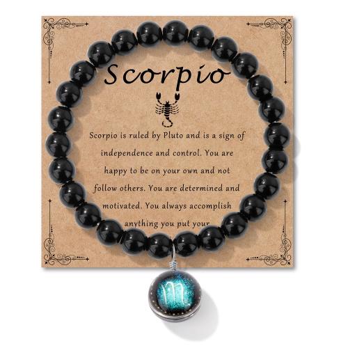 Glass Beads Bracelet, handmade, Zodiac symbols jewelry & Unisex & different designs for choice, black, Length:Approx 19 cm, Sold By PC