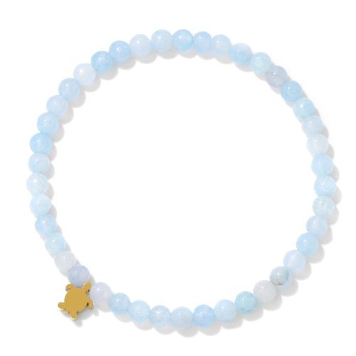 Bracelets de pierres précieuses, Acier inoxydable 304, avec aigue-marine, fait à la main, pour femme, plus de couleurs à choisir, Vendu par PC