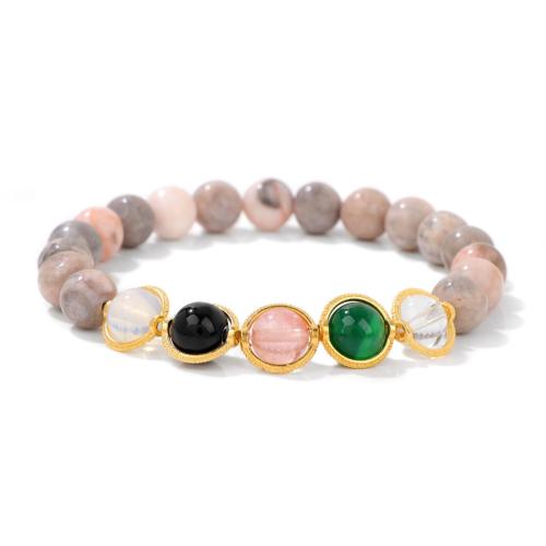 Gemstone Armbånd, Zinc Alloy, med Ædelsten & Plastic Pearl, håndlavet, forskellige materialer til valg & Unisex, flere farver til valg, Solgt af PC