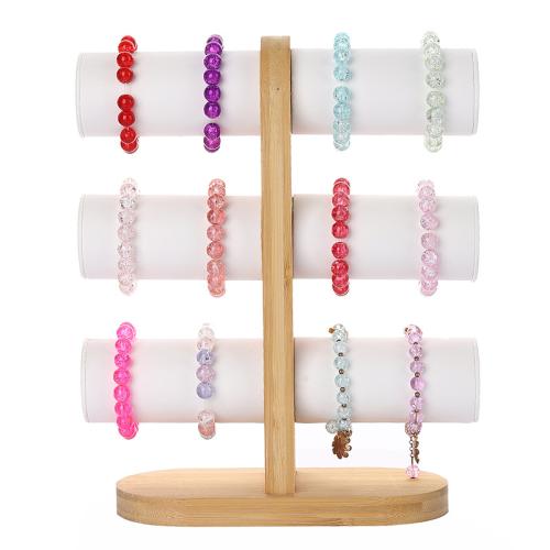 Fashion Jewelry Display, Bamboo, with PU Leather & Velveteen, three layers & different materials for choice, more colors for choice, Sold By PC