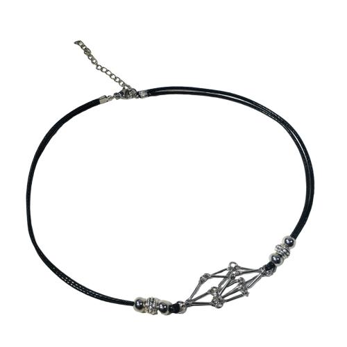 Edelstahl Schmuck Halskette, 304 Edelstahl, mit Wachsschnur, Modeschmuck & ohne Steine ​​nur eine Einstellung & unisex, keine, Länge ca. 38-43 cm, verkauft von PC