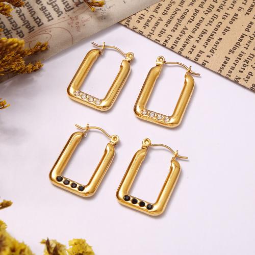 Stainless Steel Lever Back Earring, 304 Stainless Steel, fashion jewelry & for woman & with rhinestone, more colors for choice, 30x16mm, Sold By Pair