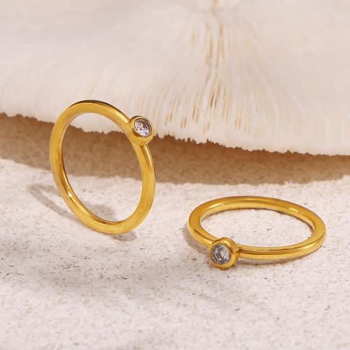 Bague acier titane, avec Acier inoxydable 304, bijoux de mode & normes différentes pour le choix & styles différents pour le choix & pour femme & avec strass, doré, Vendu par PC