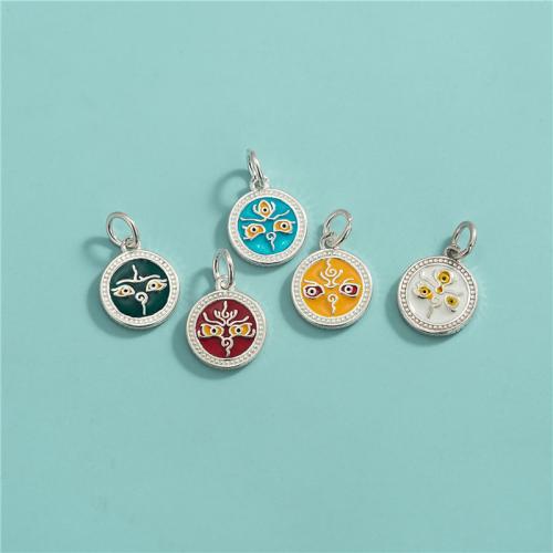 925 Sterling Silver Pendant, random style & mixed pattern & DIY, mixed colors, 11.30mm, Approx 5PCs/Lot, Sold By Lot