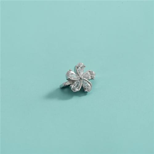 Spacer Perlen Schmuck, 925er Sterling Silber, Blume, DIY & Micro pave Zirkonia & Doppelloch, keine, 10.50x8.60mm, Bohrung:ca. 1.3mm, verkauft von PC