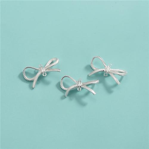 925 Sterling Silver Connectors, Bowknot, DIY, 22.10x13.50mm, Sold By PC