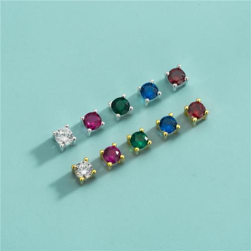 925 Sterling Silver Beads, DIY & micro pave cubic zirconia, Random Color, 4.20x4.30mm, Approx 10PCs/PC, Sold By PC