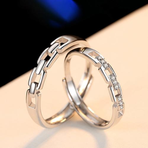 Couple Finger Rings, 925 Sterling Silver, fashion jewelry & Unisex & micro pave cubic zirconia, Ring number - Male ring :8-25#; Female ring :6-20#, Sold By Pair