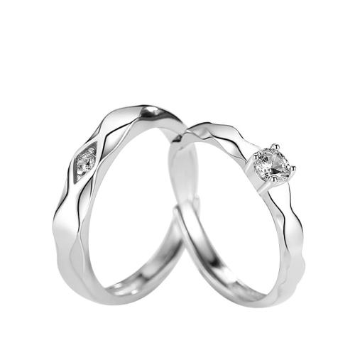 Anneaux quelques de doigts, Argent sterling 925, bijoux de mode & unisexe & pavé de micro zircon, Ring number - Male ring :8-25#; Female ring :6-20#, Vendu par paire