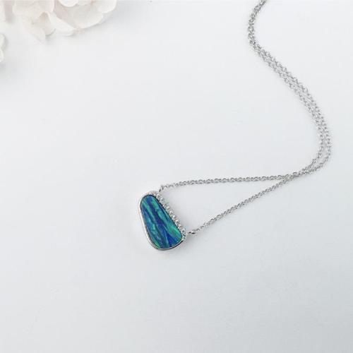 Kubischer Zirkon Micro Pave Sterling Silber Halskette, 925er Sterling Silber, mit Opal, mit Verlängerungskettchen von 2inch, Modeschmuck & Micro pave Zirkonia & für Frau, keine, Länge:ca. 16 ZollInch, verkauft von PC