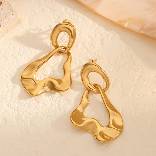 Titanium Steel  Earring, gold color plated, for woman, Sold By Pair