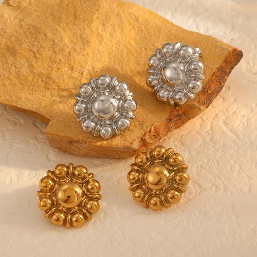 Titanium Steel  Earring Flower plated for woman Sold By Pair