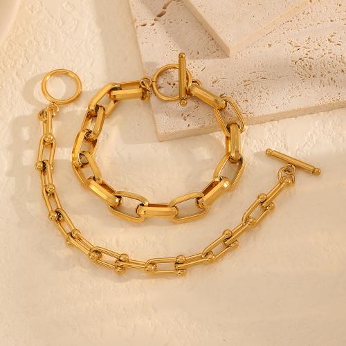 Titanium Steel Bracelet & Bangle gold color plated & for woman Sold By PC