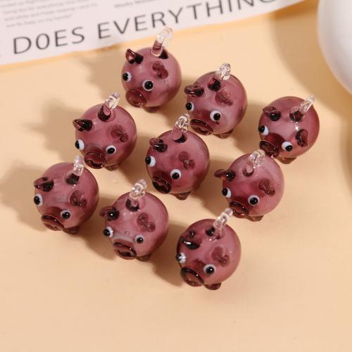 Fashion Lampwork Pendants, Pig, DIY, 22x14mm, Sold By PC