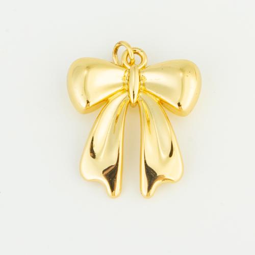 Brass Jewelry Pendants, Bowknot, gold color plated, DIY, nickel, lead & cadmium free, 26x22x6mm, Sold By PC