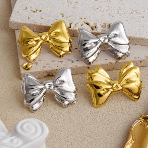 Stainless Steel Stud Earrings 304 Stainless Steel Bowknot plated for woman Sold By Pair