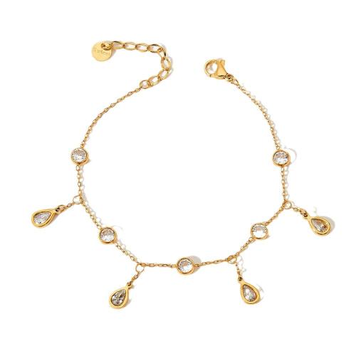 Anklet de acero inoxidable, acero inoxidable 304, con cúbica circonia, con 5cm extender cadena, chapado, Joyería & para mujer, más colores para la opción, longitud:21.5 cm, Vendido por UD