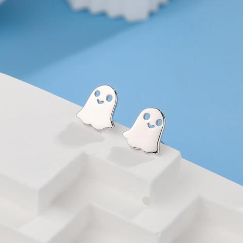 Brass Stud Earring, Ghost, plated, Halloween Design & fashion jewelry & for woman, Sold By Pair