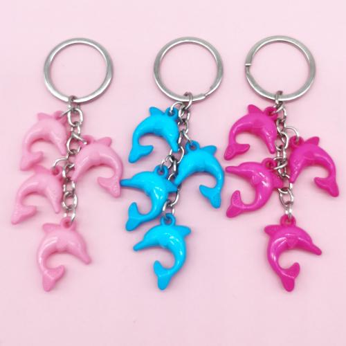 Acrylic Key Clasp, with Tibetan Style, Dolphin, portable & Unisex, more colors for choice, 115mm, Sold By PC