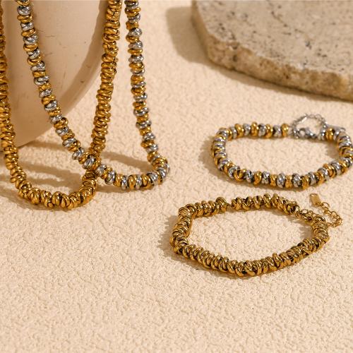 Fashion Stainless Steel Jewelry Sets, 304 Stainless Steel, with 5cm extender chain, 18K gold plated, fashion jewelry & different styles for choice & for woman, more colors for choice, Length:Approx 45 cm, Approx 15 cm, Sold By PC