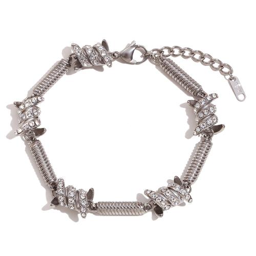 Stainless Steel Jewelry Bracelet, 304 Stainless Steel, with 5cm extender chain, fashion jewelry & for man & with rhinestone, more colors for choice, Length:Approx 20 cm, Sold By PC