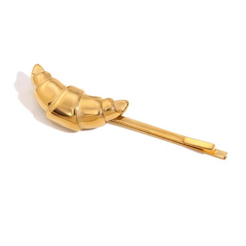 Hair Slide, 304 Stainless Steel, 18K gold plated, for woman, golden, 65x14.90mm, Sold By PC