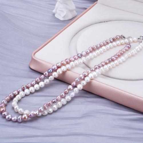 925 Sterling Silver Pearl Necklace, Freshwater Pearl, with 925 Sterling Silver, fashion jewelry & for woman, more colors for choice, Length:Approx 45 cm, Sold By PC