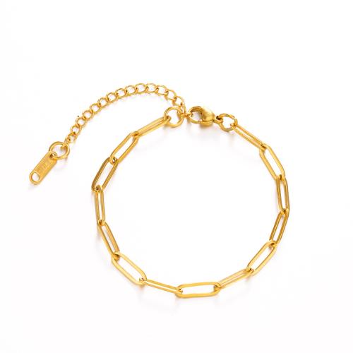 Bijoux bracelet en acier inoxydable, Acier inoxydable 304, avec 5cm chaînes de rallonge, bijoux de mode & pour femme, doré, Longueur Environ 16 cm, Vendu par PC