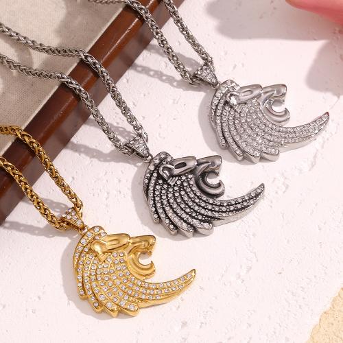 Stainless Steel Jewelry Necklace, 304 Stainless Steel, with 5cm extender chain, fashion jewelry & for man & with rhinestone, more colors for choice, Length:Approx 60 cm, Sold By PC