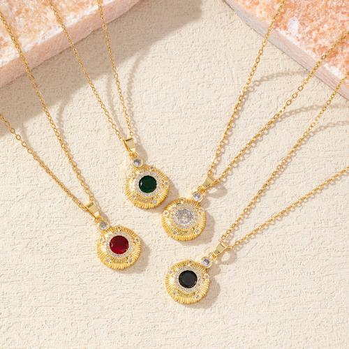 Brass Necklace, with 6cm extender chain, fashion jewelry & for woman & with rhinestone, more colors for choice, 25x15mm, Length:Approx 40 cm, Sold By PC