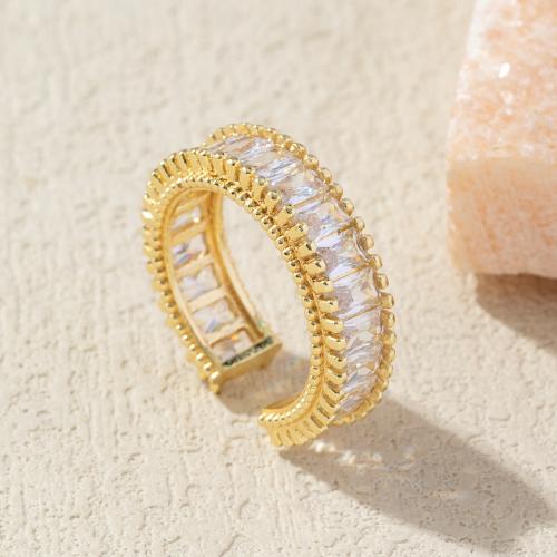 Cubic Zirconia Micro Pave Brass Ring, fashion jewelry & micro pave cubic zirconia & for woman, more colors for choice, Sold By PC