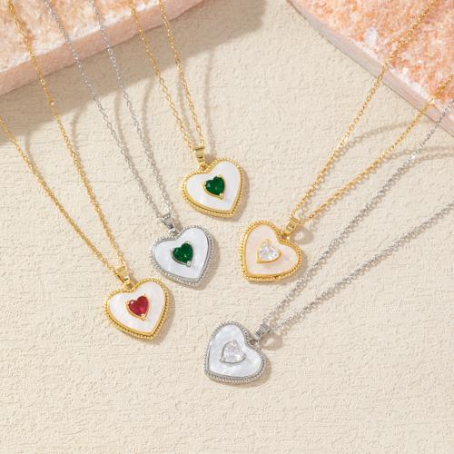 Brass Necklace, with Acrylic, with 6cm extender chain, Heart, fashion jewelry & for woman & with rhinestone, more colors for choice, 23x20mm, Length:Approx 40 cm, Sold By PC