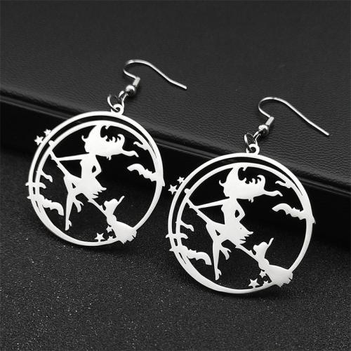 Boucle d'oreille goutte inox, Acier inoxydable 304, bijoux de mode & pour femme, argent, 33x33mm, Vendu par paire